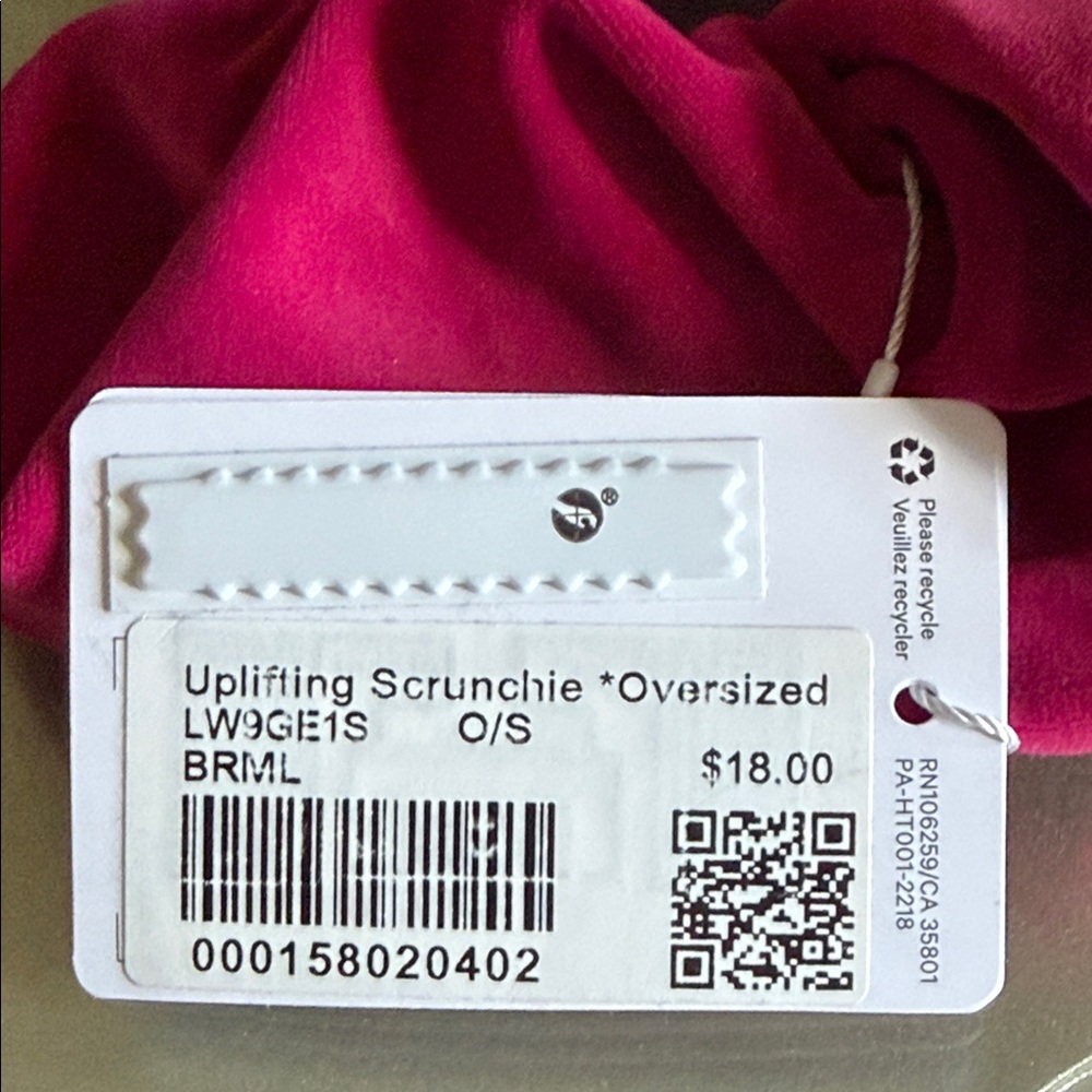 🆕 LULULEMON Uplifting Oversized Scrunchie Velvet Berry Rumble NWT - Picture 7 of 9